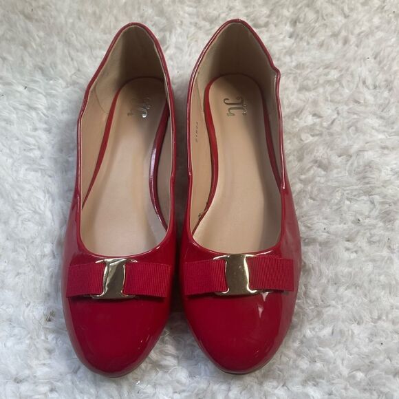 Journee Collection Synthetic Red patent Kim Slip On Round Toe Ballet Flats SZ11 - Picture 1 of 10
